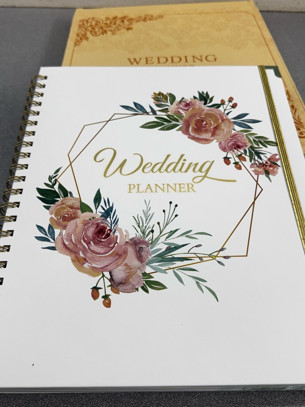 Floral White Wedding Planner with Blush Rose Accents